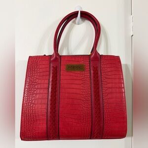 Wrangler Red Croc-Pattern Tote Bag